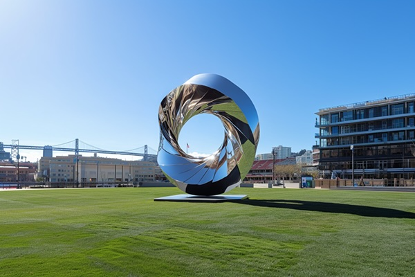 Unique Twisted Stainless Steel Circle Sculpture for Modern Outdoor Spaces